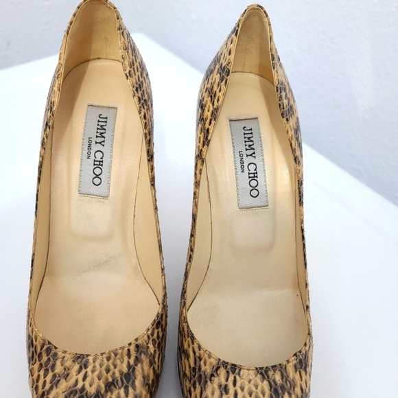 Jimmy Choo London Romy Snakeskin Platform Heels - Picture 4 of 14